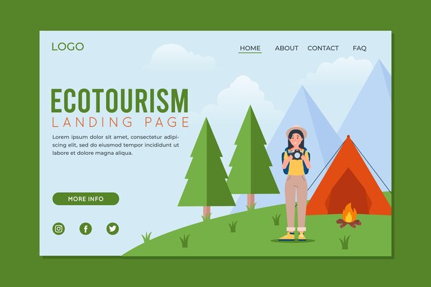 Tema della pagina di destinazione del turismo ecologico