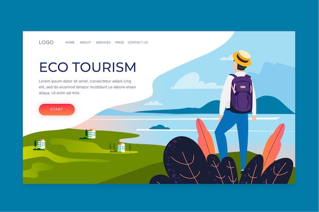 Free vector eco tourism landing page