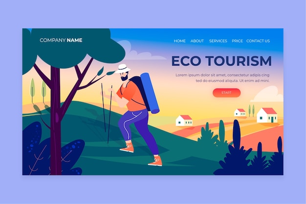 Бесплатное векторное изображение Целевая страница экологического туризма