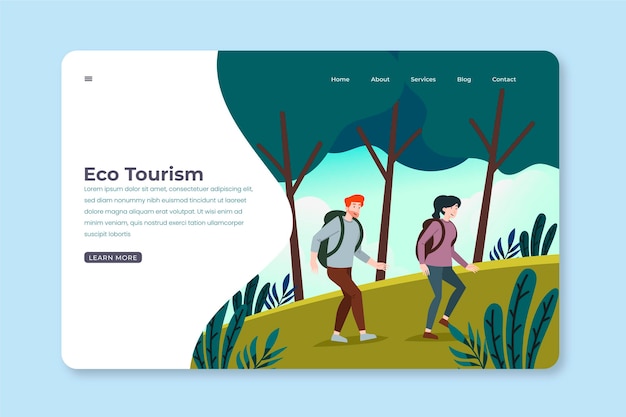 Free vector eco tourism landing page