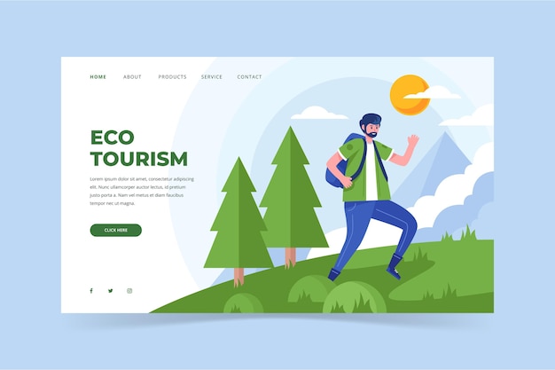 Free vector eco tourism landing page