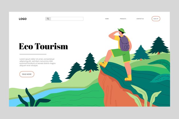 Free vector eco tourism landing page