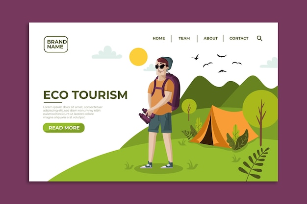 Free vector eco tourism landing page