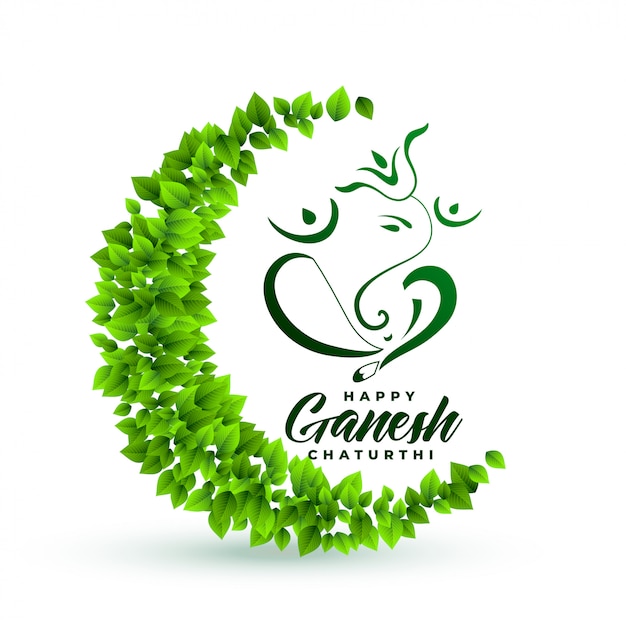 Free vector ecofriendly lord ganesha leaves background