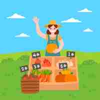 Free vector ecological farming concept with vegetables