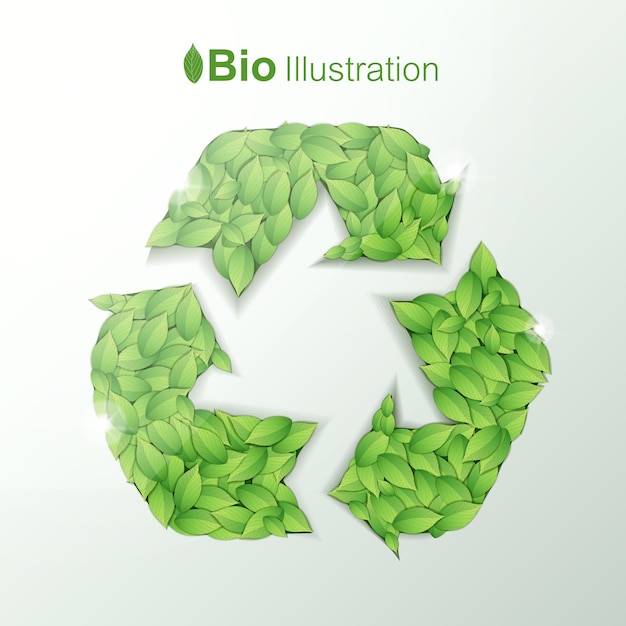 Ecological harmony concept with green leaves in shape of recycling symbol