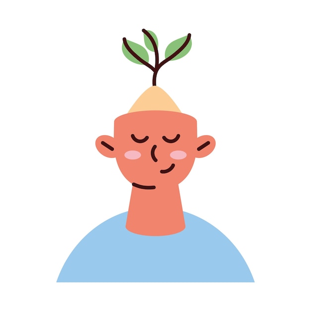 Free vector ecologist man with plant in the brain