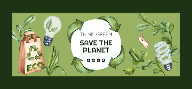 Бесплатное векторное изображение Шаблон обложки для социальных сетей экология и охрана окружающей среды