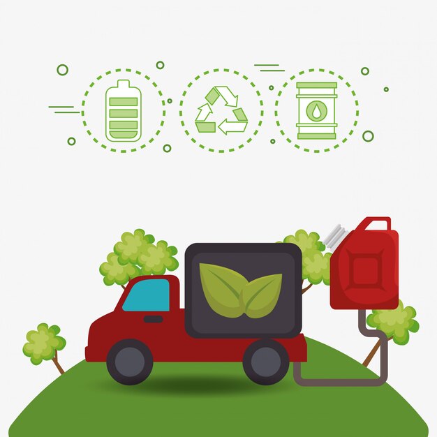 ecology car vehicle icons