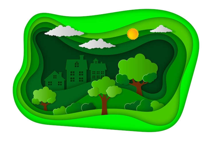 Free Vector ecology concept in paper style with trees