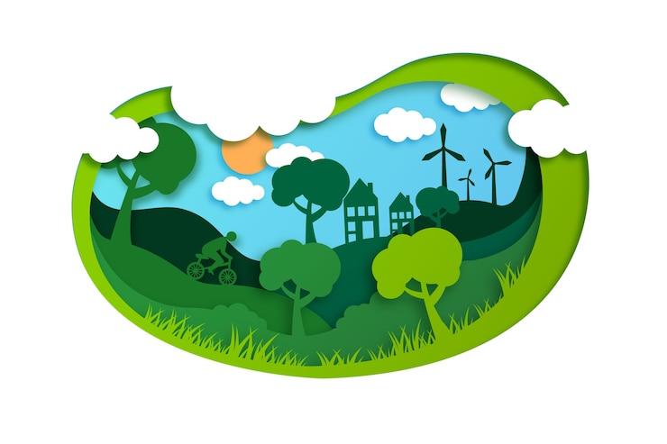Free Vector ecology concept in paper style with trees