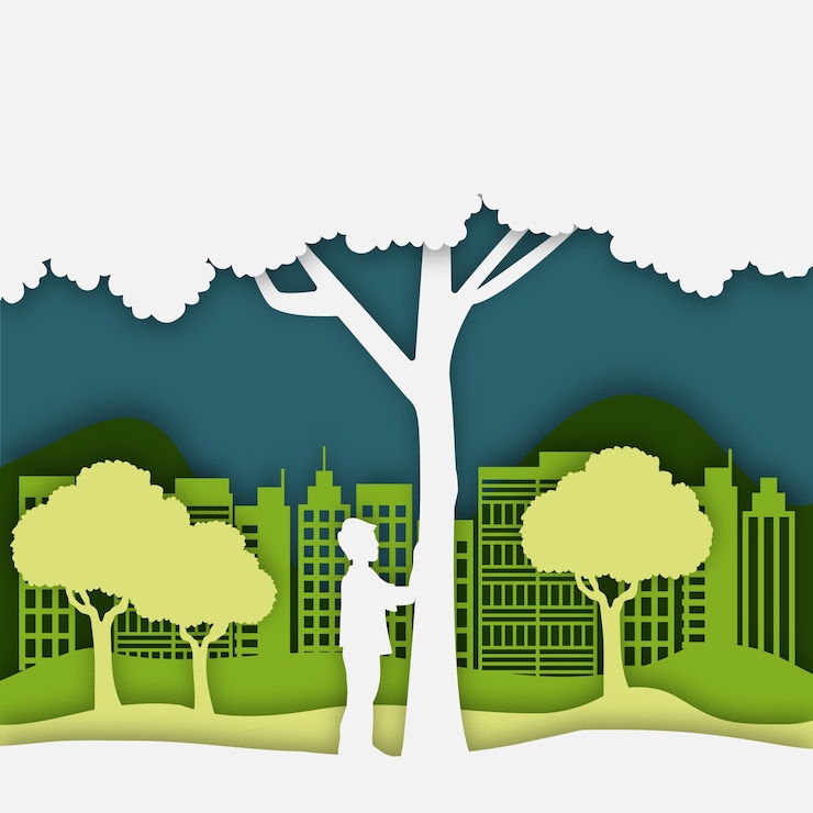 Free Vector ecology concept in paper style