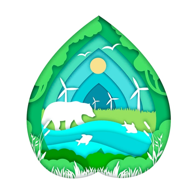 Ecology concept in paper style