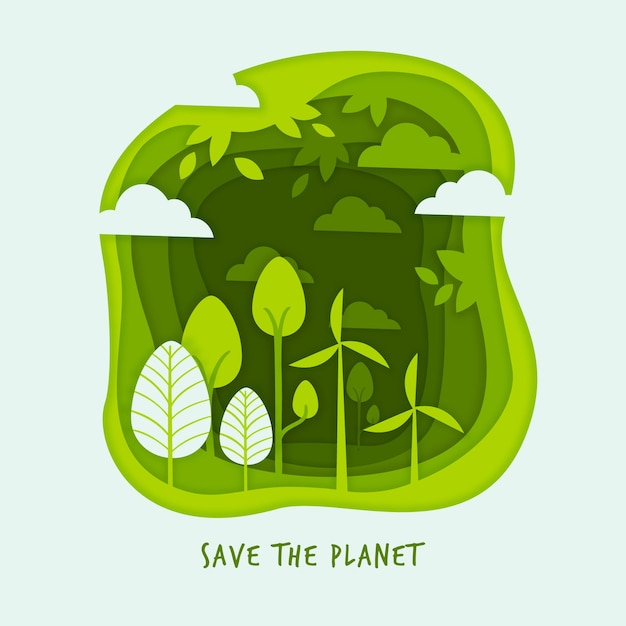 Free vector ecology concept in paper style