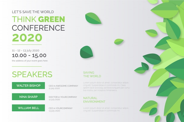 Free vector ecology conference poster template