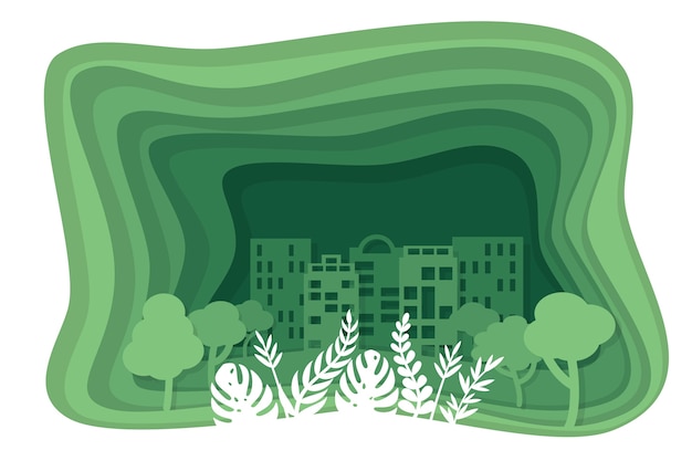 Ecology green concept in paper style