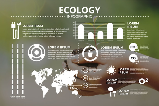 Free vector ecology infographic with photo