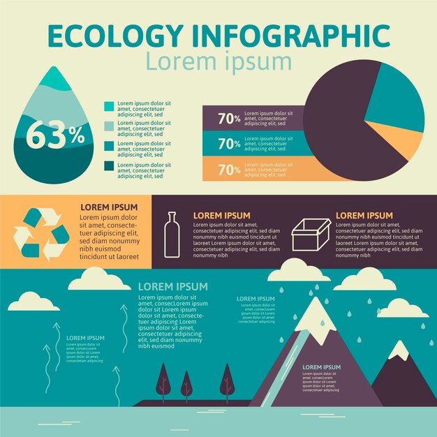 Экология инфографики с ретро-цвета в плоском дизайне