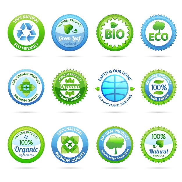 Free vector ecology labels set