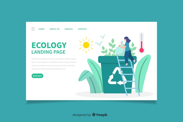 Vettore gratuito ecologia design della pagina di destinazione