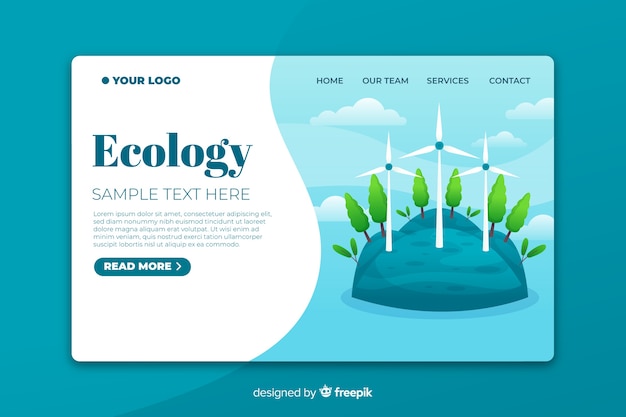 Free vector ecology landing page template