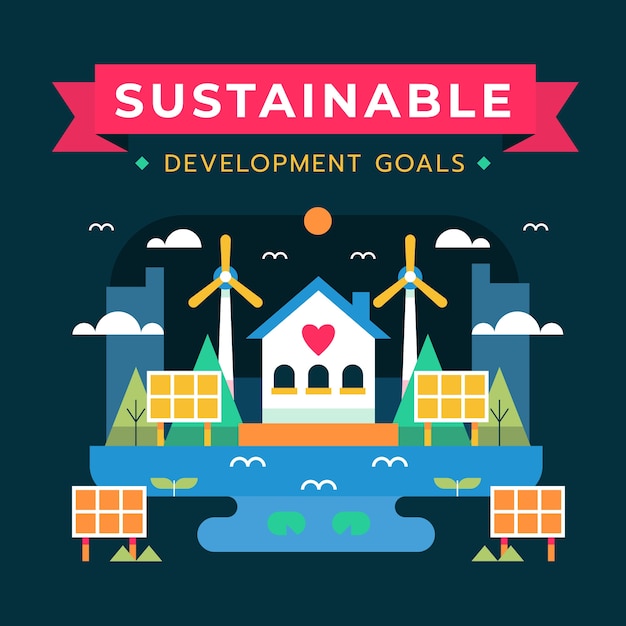 Ecology and sustainable development flat sdg illustration