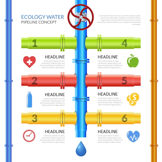 Free vector ecology water pipeline infographics