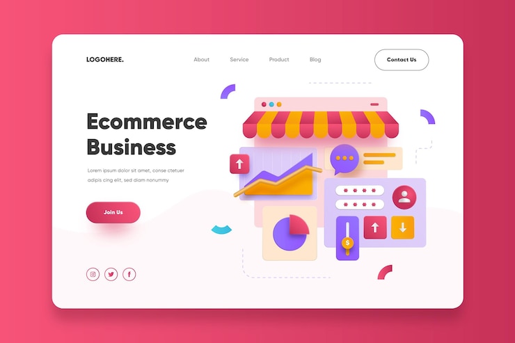 Free Vector ecommerce business landing page template