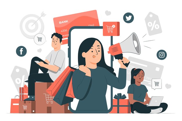 Ecommerce campaign concept illustration Free Vector