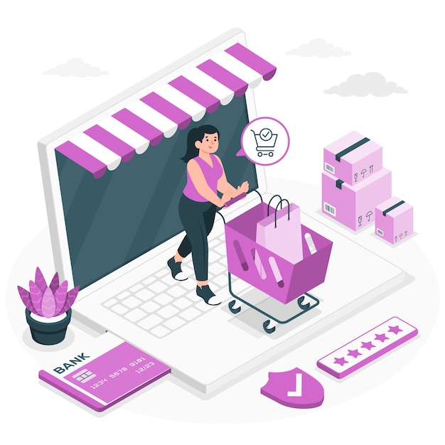 Free vector ecommerce checkout laptop concept illustration