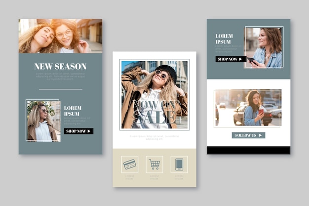 Free vector ecommerce email template with photos
