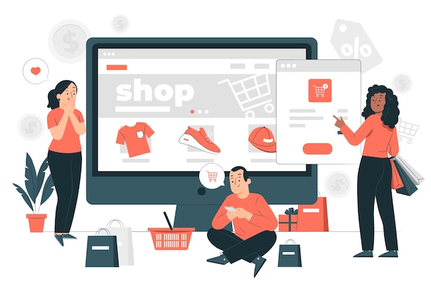 Illustrazione del concetto di pagina web di e-commerce