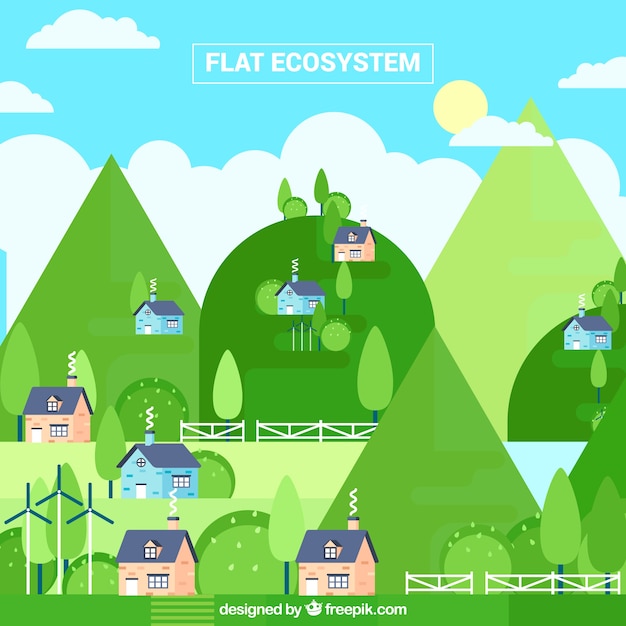 Ecosystem concept in flat design