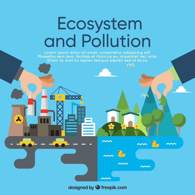 Free vector ecosystem and pollution concept in flat style