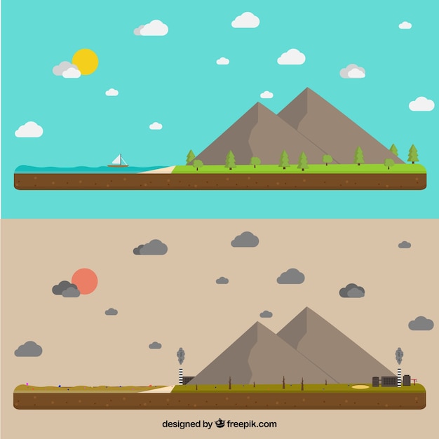 Free vector ecosystem and pollution concept