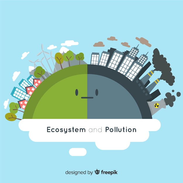 Ecosystem and pollution concept