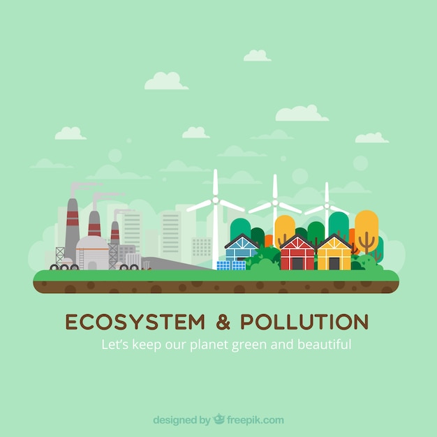 Free vector ecosystem and pollution design