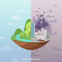 Free vector ecosystem and pollution design