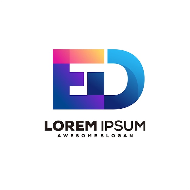 Free vector ed initial colorful logo illustration