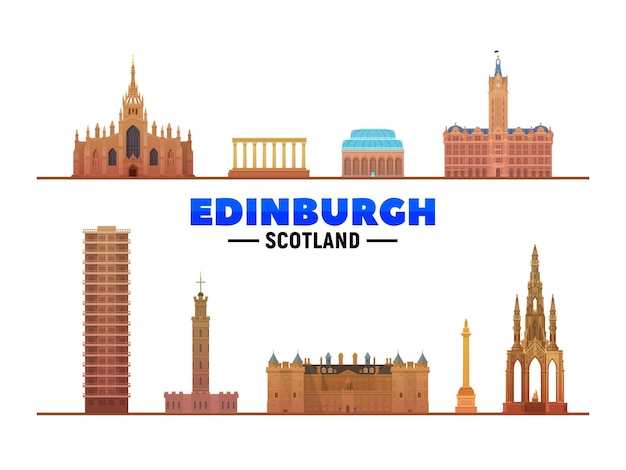 Бесплатное векторное изображение Эдинбург, шотландия, великобритания, достопримечательности на белом фоне. векторная иллюстрация. концепция деловых поездок и туризма с современными зданиями. изображение для баннера или веб-сайта.