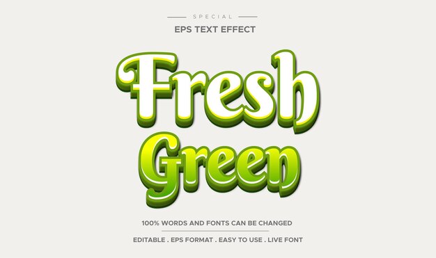 Editable 3d fresh green text effect