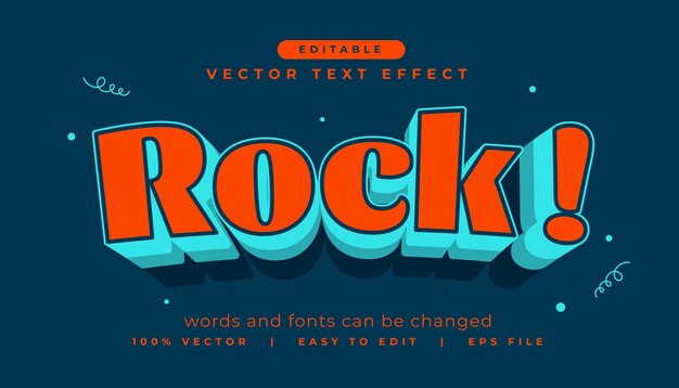 Free vector editable 3d rock font text effect in cartoon style