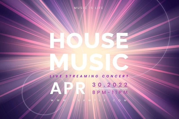 Free vector editable banner template vector with light effect for live streaming concert in the new normal