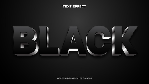 Free vector editable black text effect, silver text effect