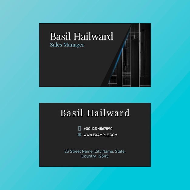 Редактируемый шаблон визитной карточки в синей коллекции современного дизайна