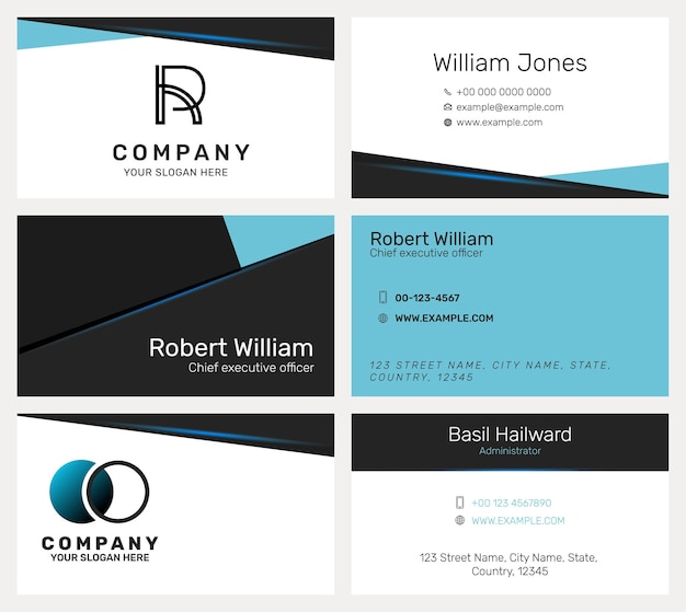 Free vector editable business card template modern design collection