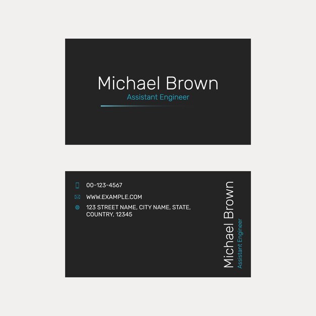 Editable business card template vector in black modern design collection