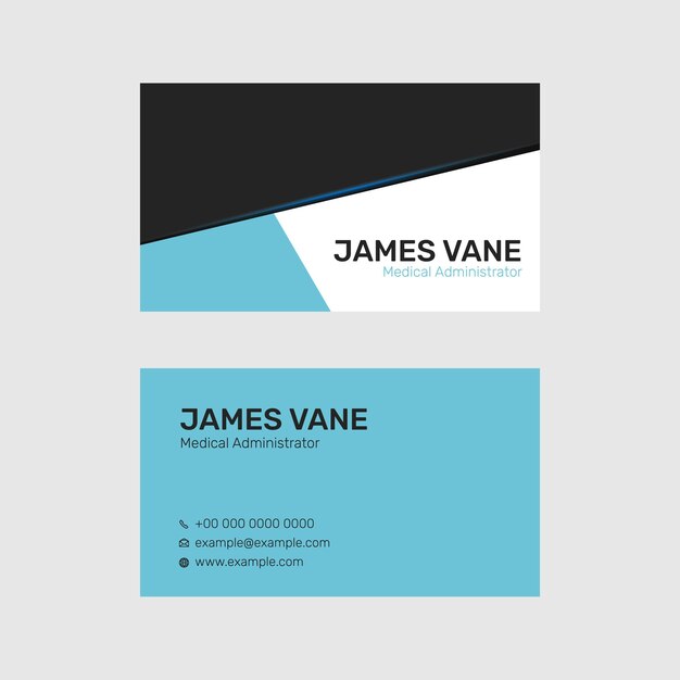 Editable business card template vector in blue and black modern design collection