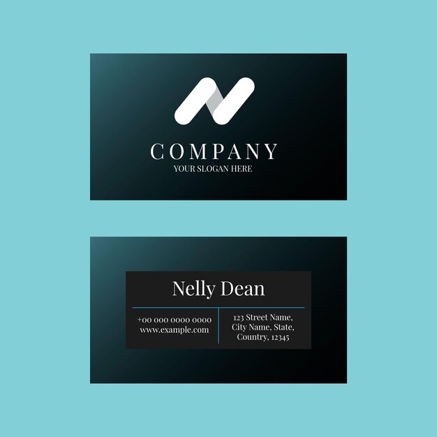Editable business card template vector in blue modern design collection