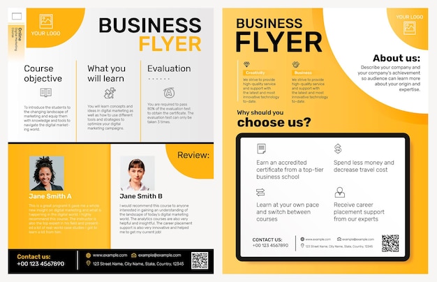 Editable business flyer template vector in yellow modern design